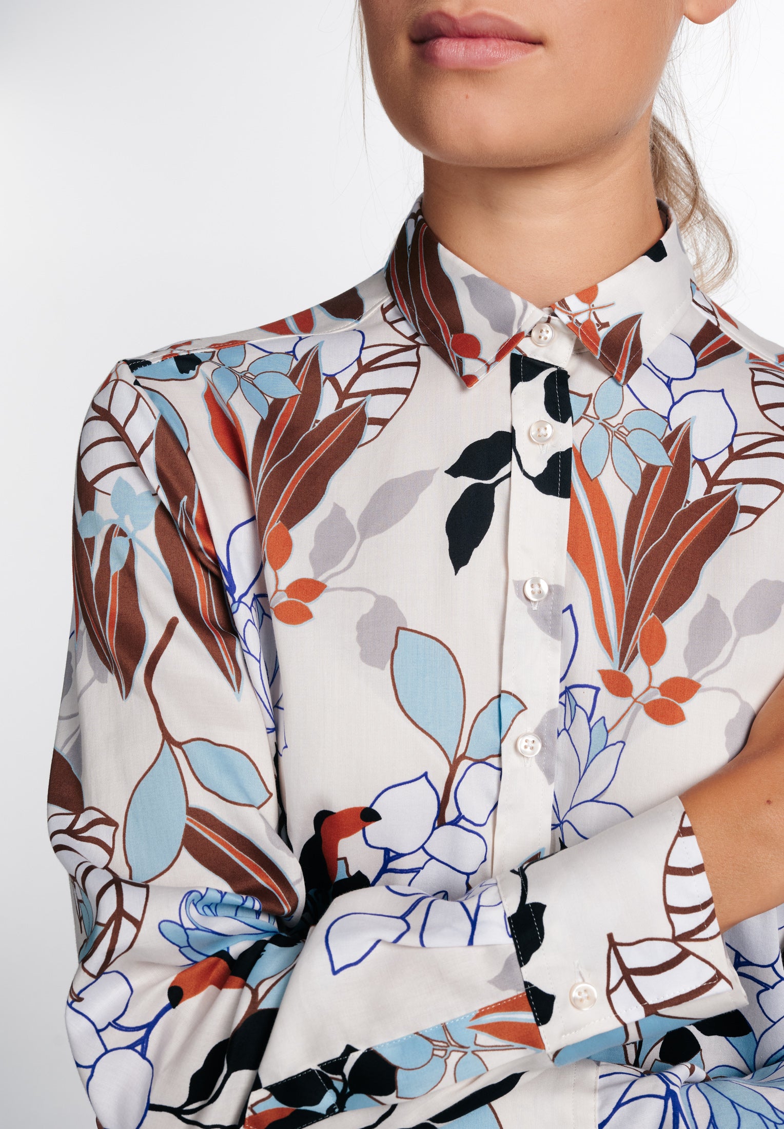 ETERNA CLASSIC FIT Langarm Bluse - Ivory Sky Meadow - 7263-05-D780 von Eterna