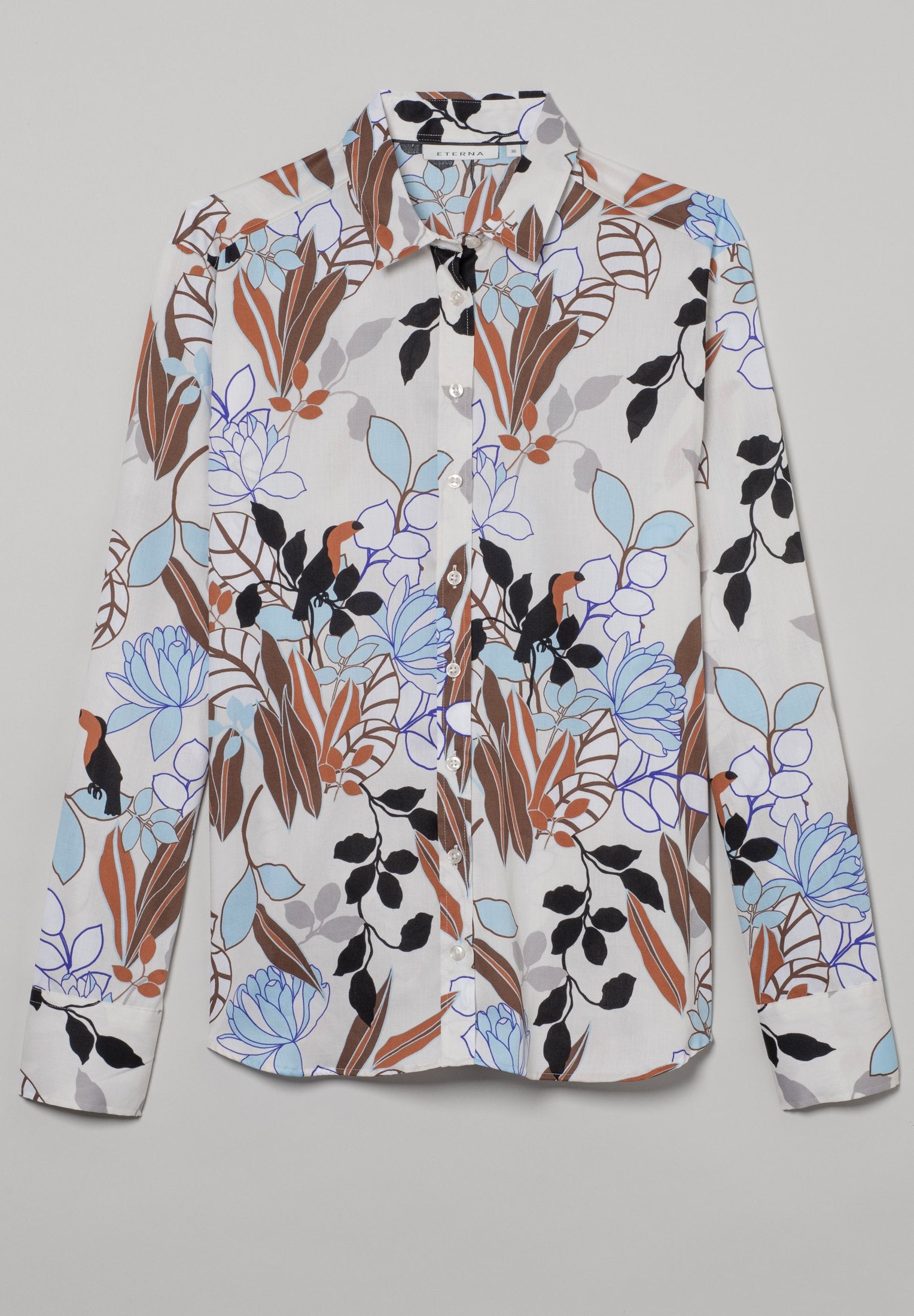 ETERNA CLASSIC FIT Langarm Bluse - Ivory Sky Meadow - 7263-05-D780