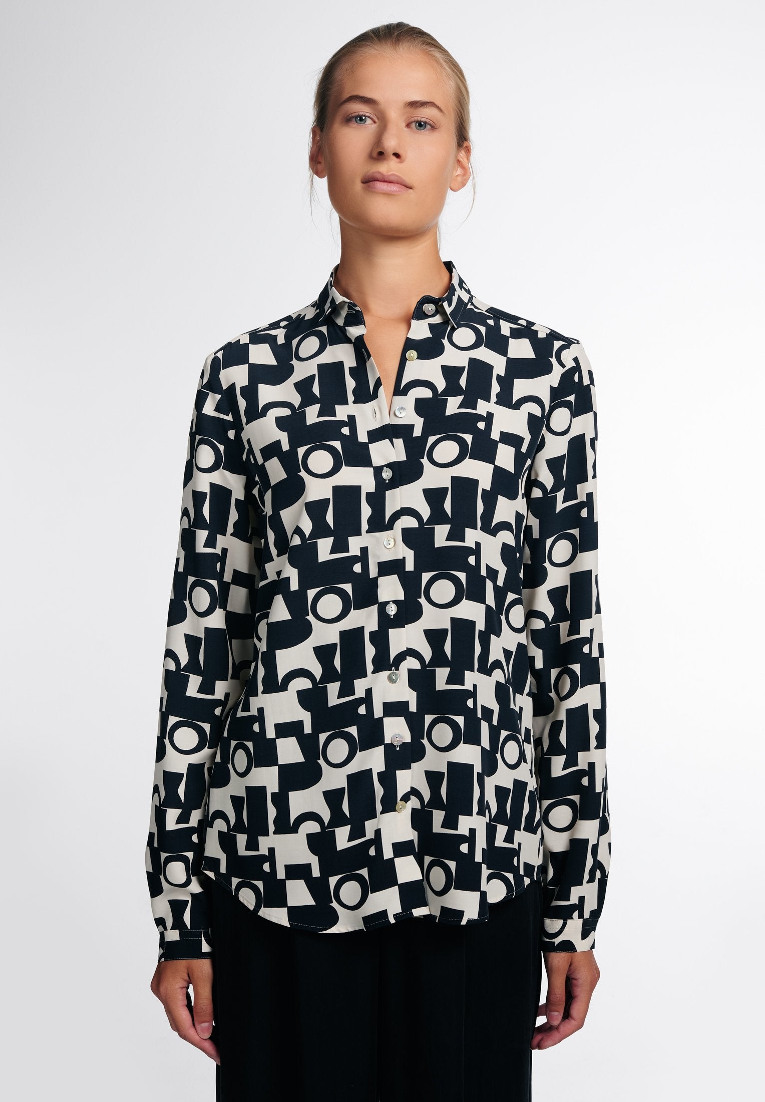 ETERNA CLASSIC FIT Bluse - Ink Check Eclipse - 7264-05-D721