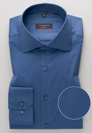 ETERNA MODERN FIT Performance Shirt - Ocean Slate Twill - 3377-07-X18K