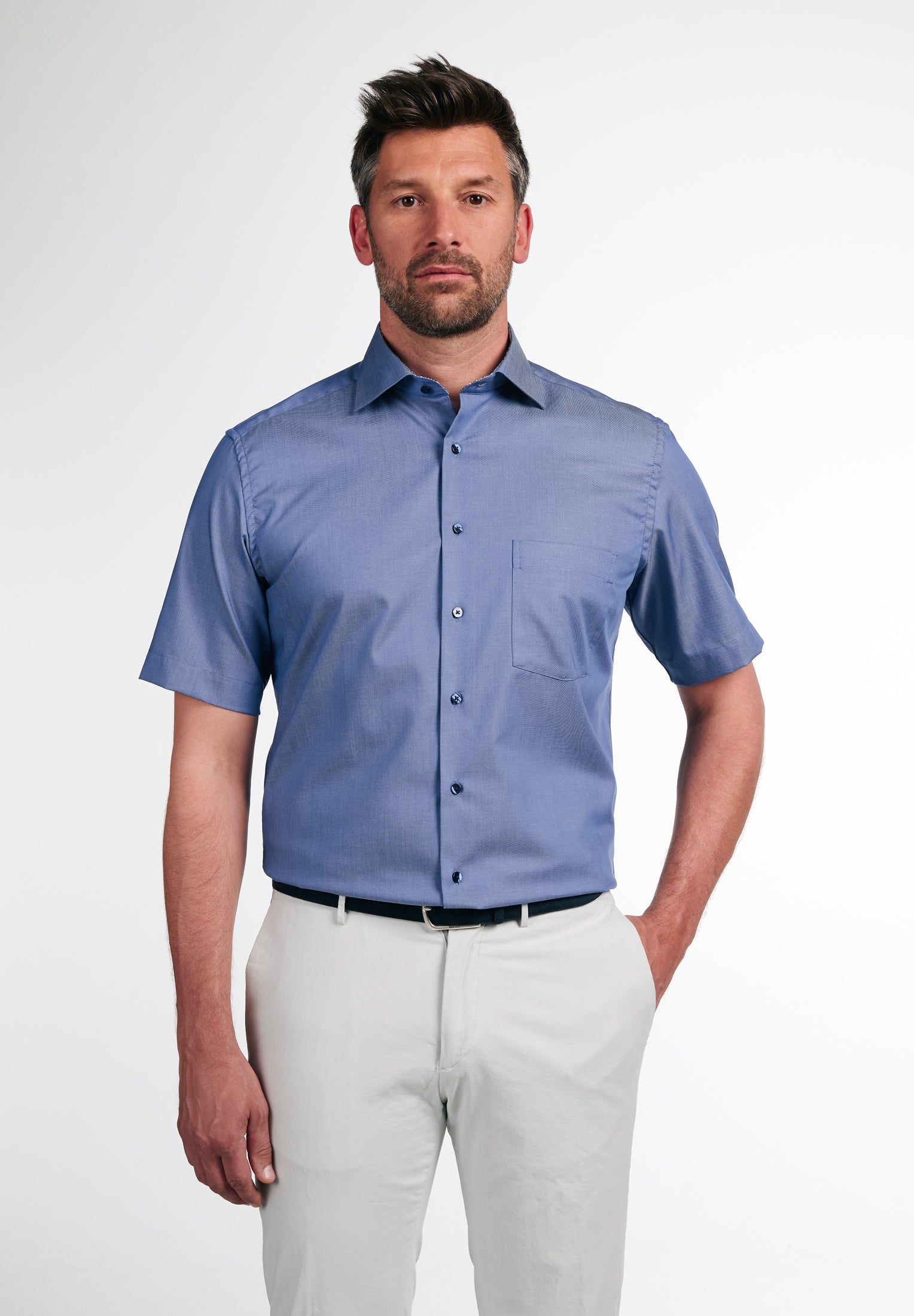 ETERNA MODERN FIT Kurzarm Hemd - Ocean Mist Twill - 3368-08-C15K von Eterna