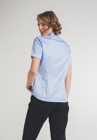 ETERNA CLASSIC FIT COVER Kurzarm Bluse - Skyblue Whisper - 5008-10-H790