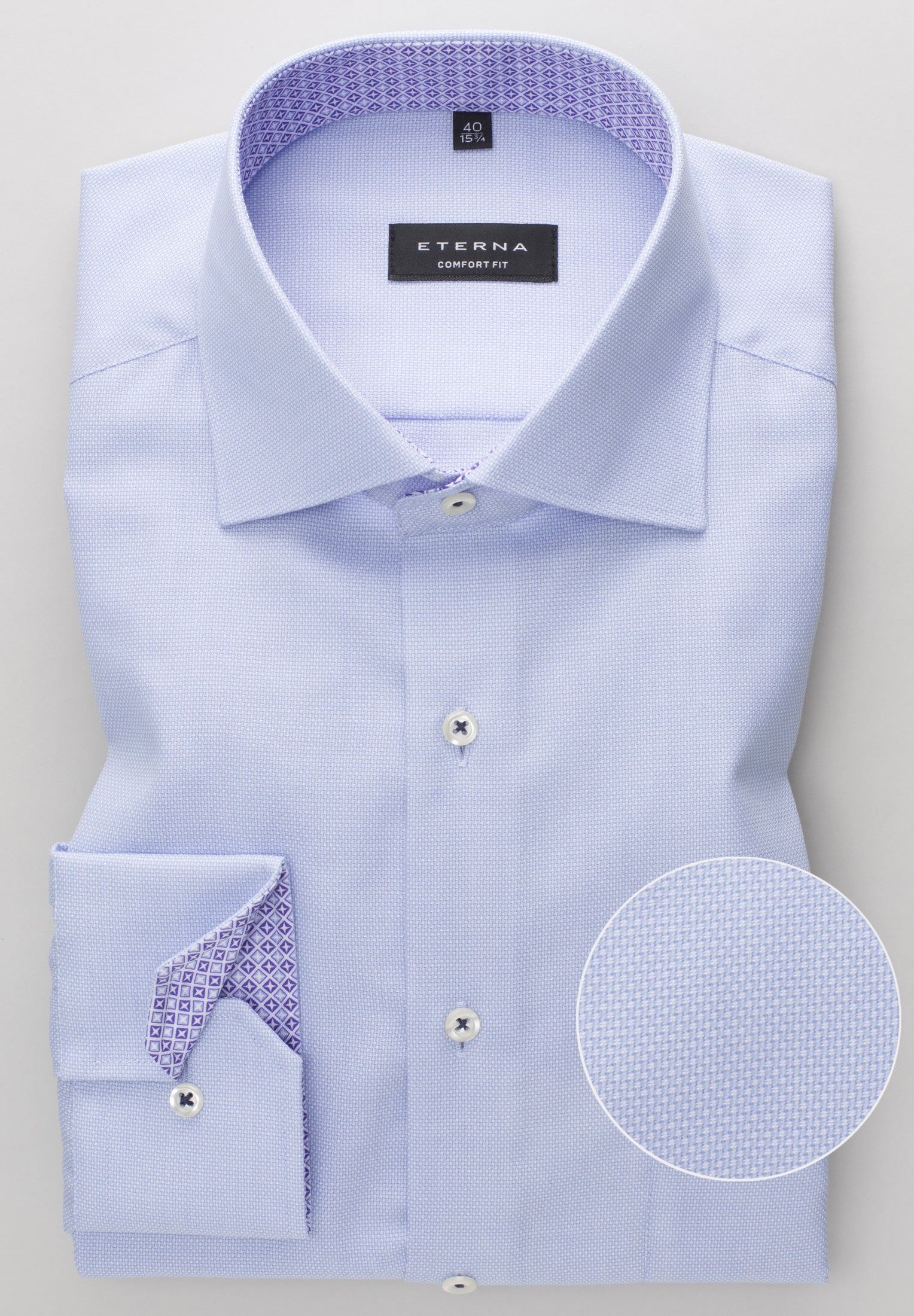 ETERNA COMFORT FIT Langarm Hemd - Powder Sky Blue - 3270-12-E15K von Eterna