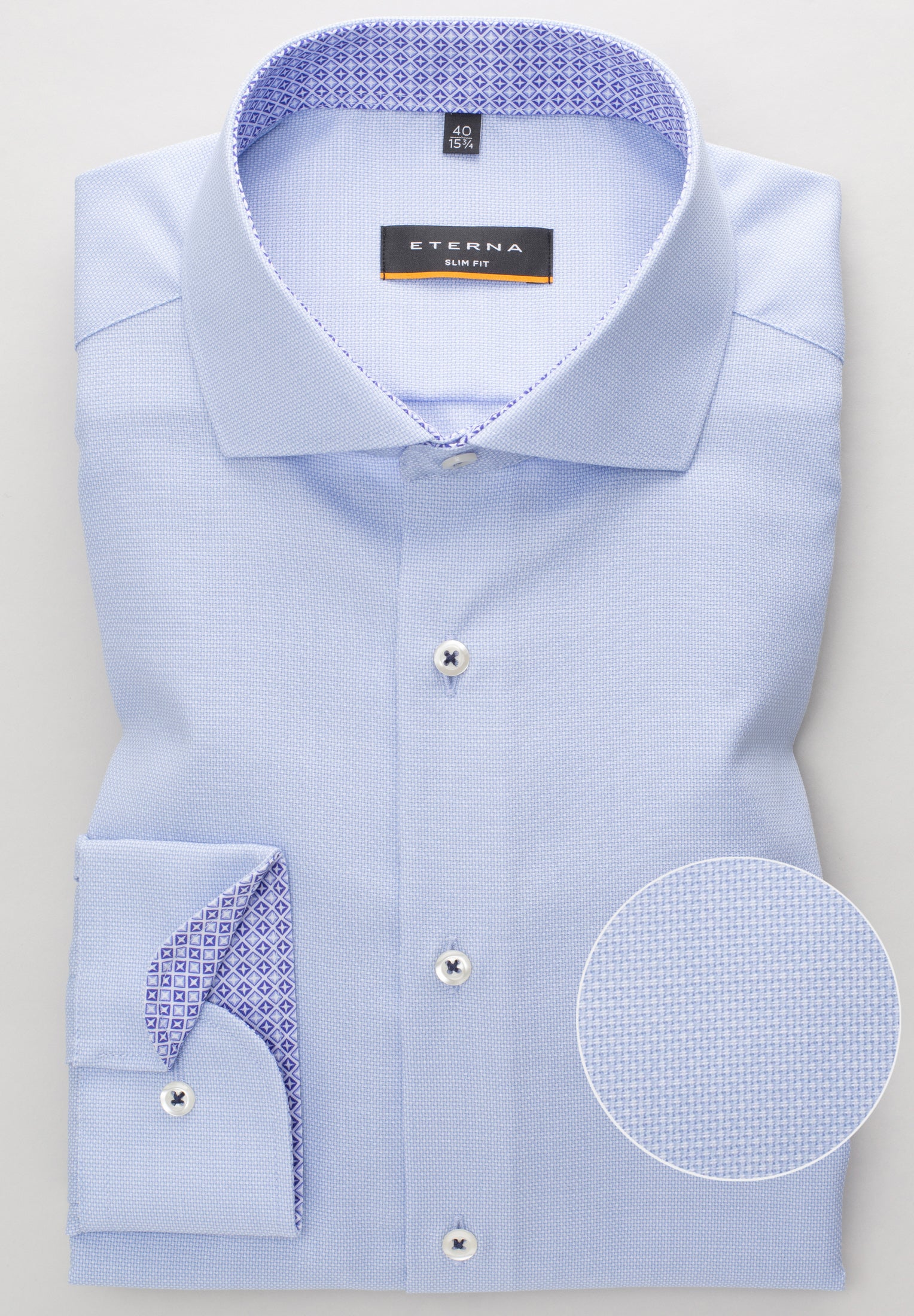 ETERNA SLIM FIT Langarm Hemd - Misty Sapphire Blue - 3270-12-F142 von Eterna