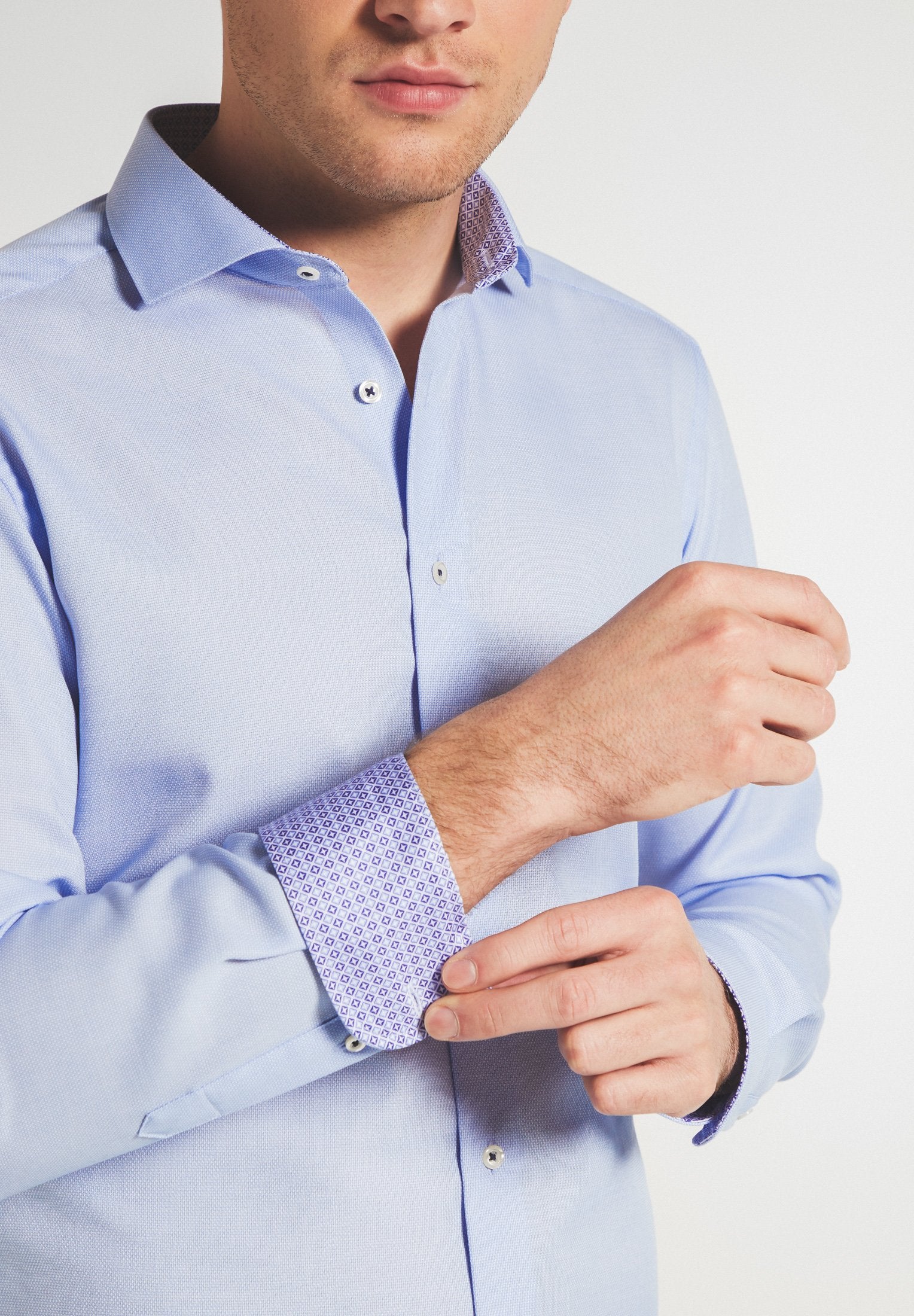 ETERNA SLIM FIT Langarm Hemd - Misty Sapphire Blue - 3270-12-F142 von Eterna