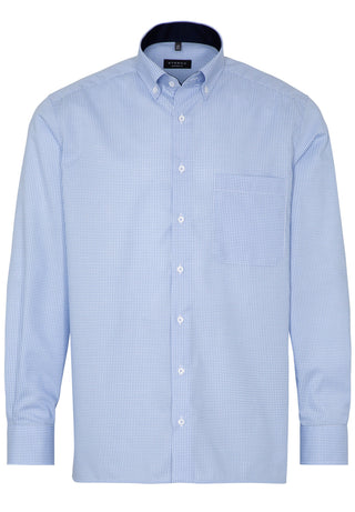 ETERNA COMFORT FIT Langarm Hemd - Light Gingham Sky - 3720-12-E14L
