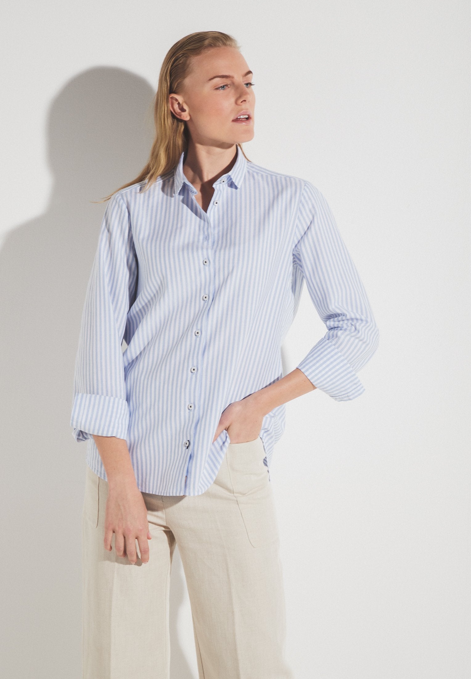 ETERNA CLASSIC FIT Langarm Bluse - Shoreline Mist - 6010-12-D935 von Eterna