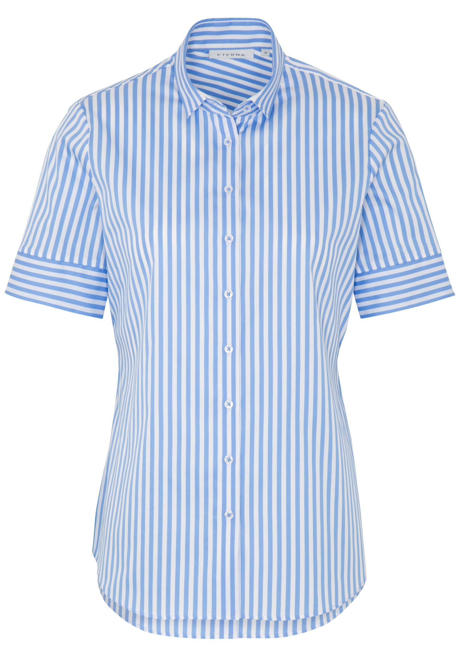 ETERNA CLASSIC FIT Kurzarm Bluse - Coastal Sky Stripe - 6299-12-H879