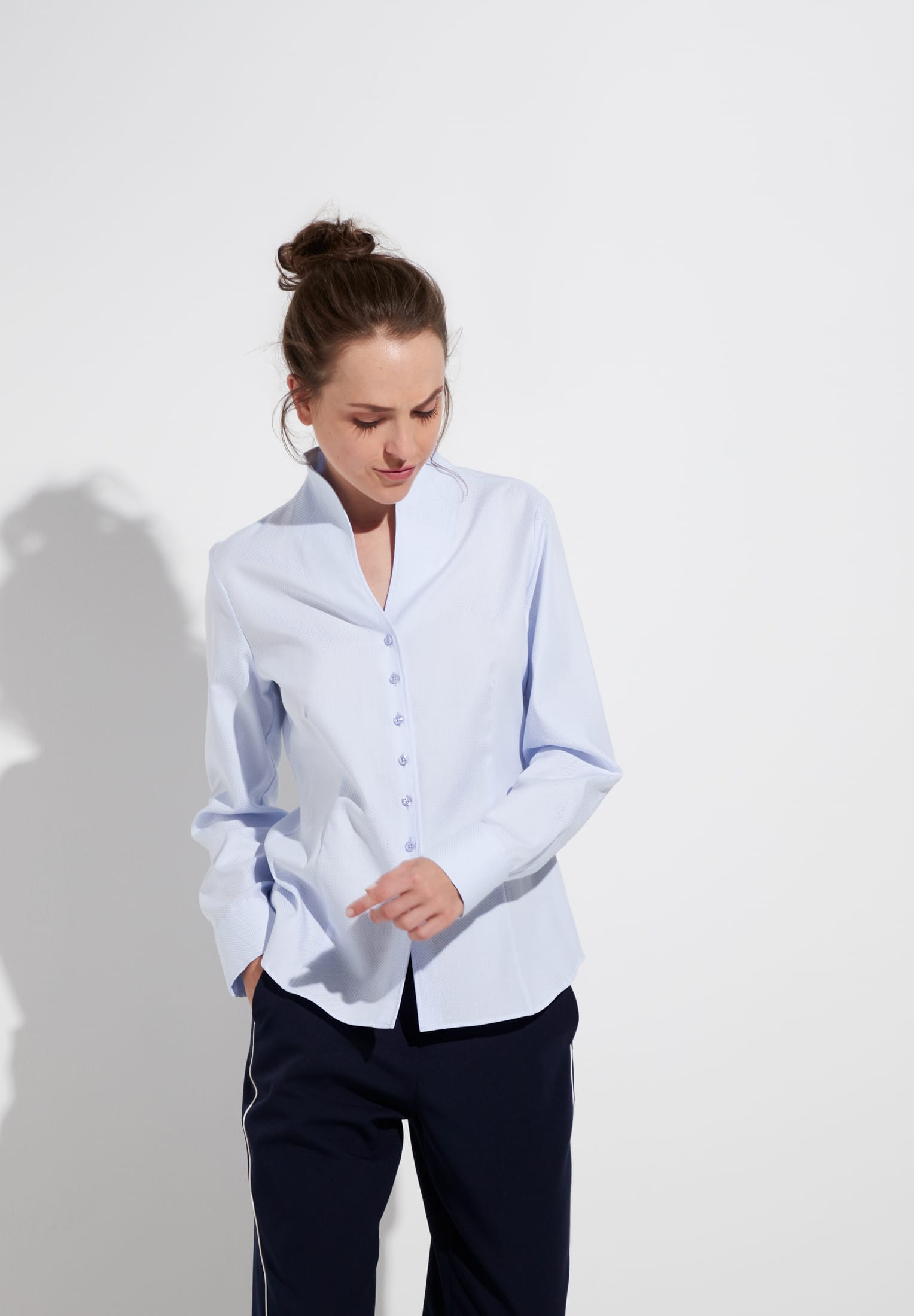 ETERNA CLASSIC FIT Bluse - Light Sky Dots - 7001-12-D775