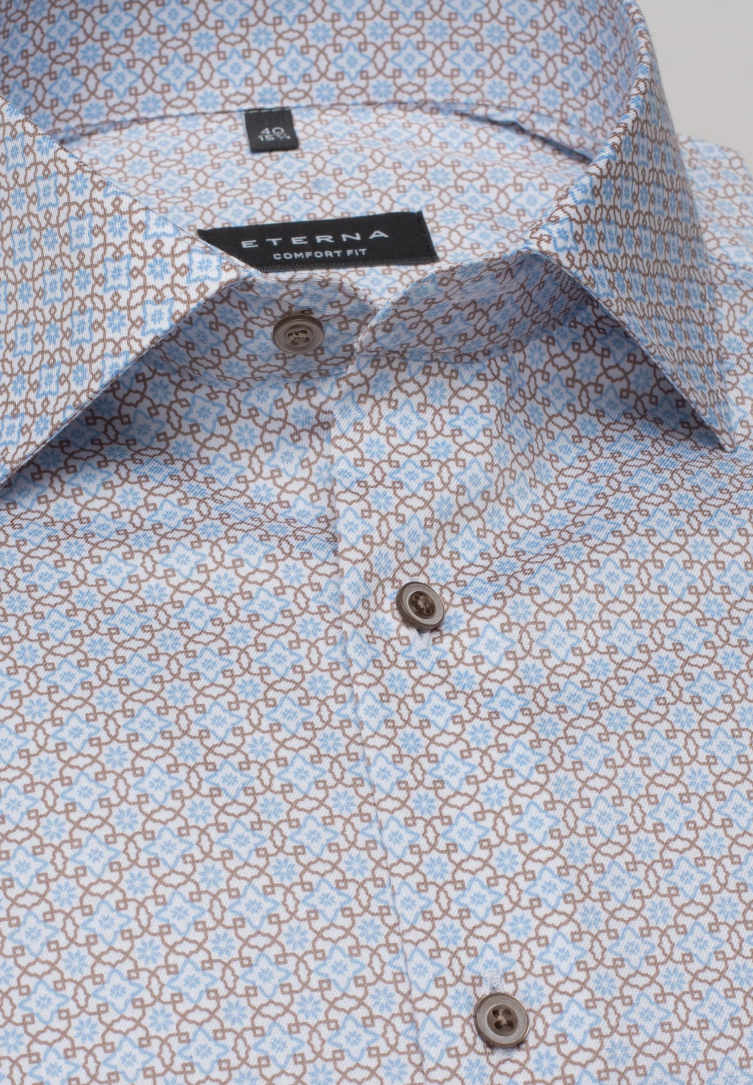 ETERNA COMFORT FIT Langarm Hemd - Misty Casbah Blue - 8049-12-E19K von Eterna