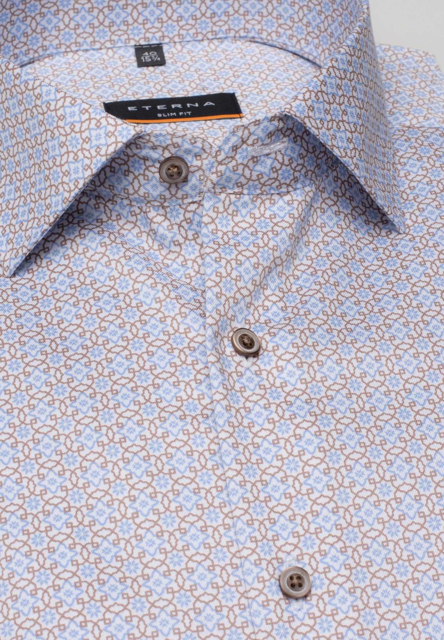ETERNA Slim Fit Langarm Hemd - Cornflower Tapestry - 8049-12-F170