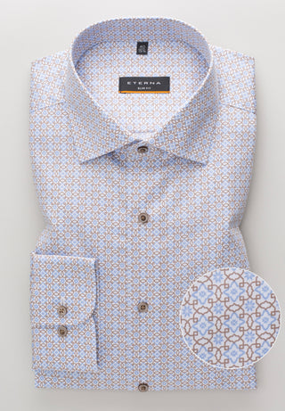 ETERNA Slim Fit Langarm Hemd - Cornflower Tapestry - 8049-12-F170