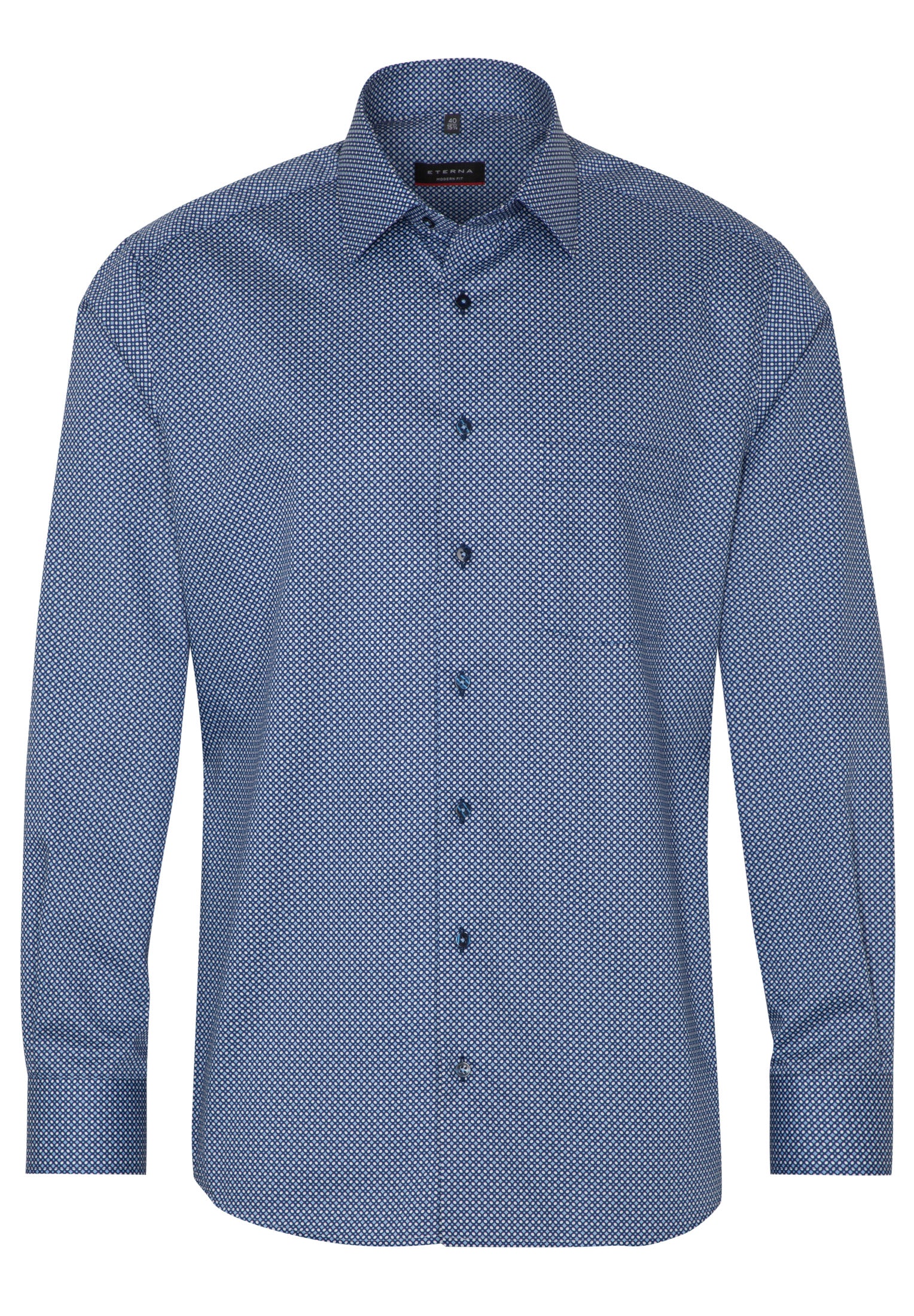 ETERNA MODERN FIT Langarm Hemd - Blue Dotted Harbor - 3391-14-X19P