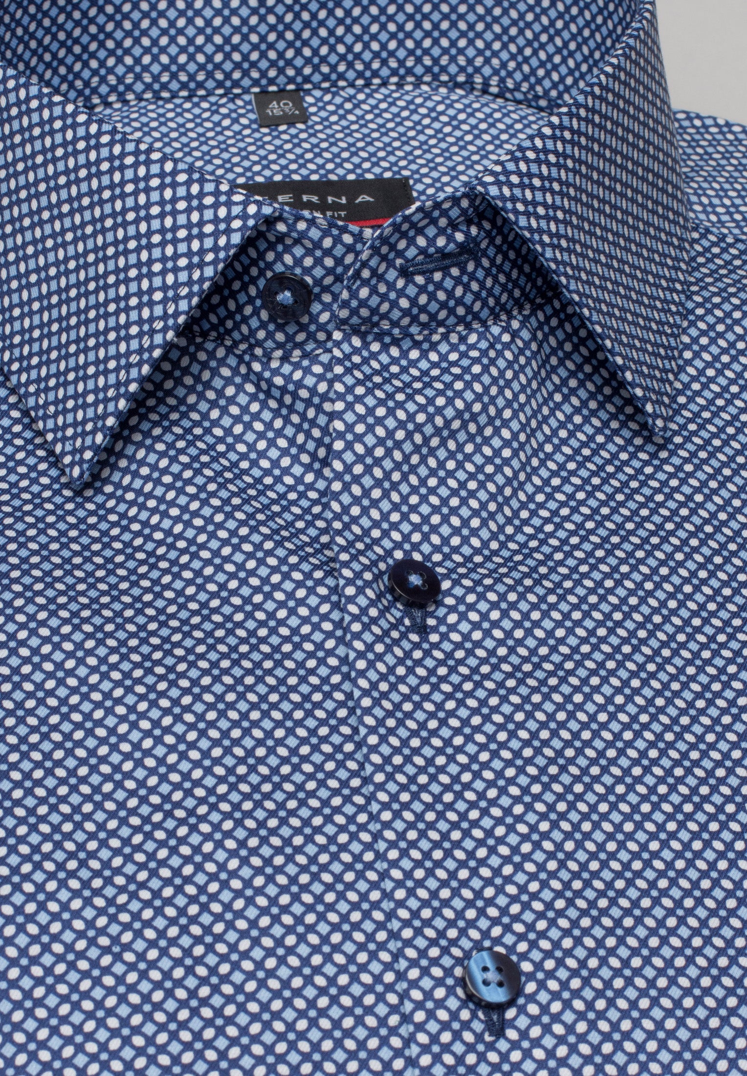 ETERNA MODERN FIT Langarm Hemd - Blue Dotted Harbor - 3391-14-X19P