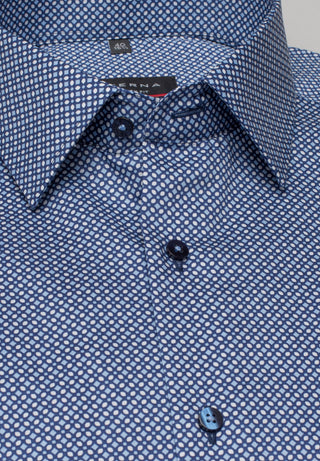 ETERNA MODERN FIT Langarm Hemd - Blue Dotted Harbor - 3391-14-X19P