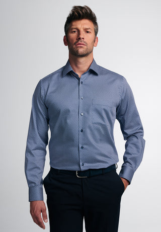 ETERNA MODERN FIT Langarm Hemd - Blue Dotted Harbor - 3391-14-X19P