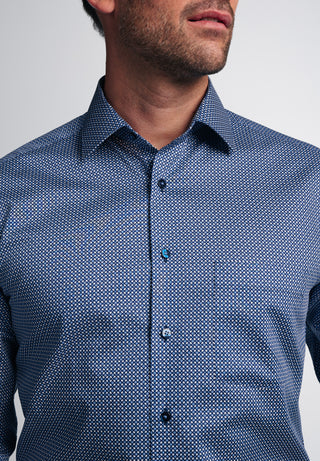 ETERNA MODERN FIT Langarm Hemd - Blue Dotted Harbor - 3391-14-X19P