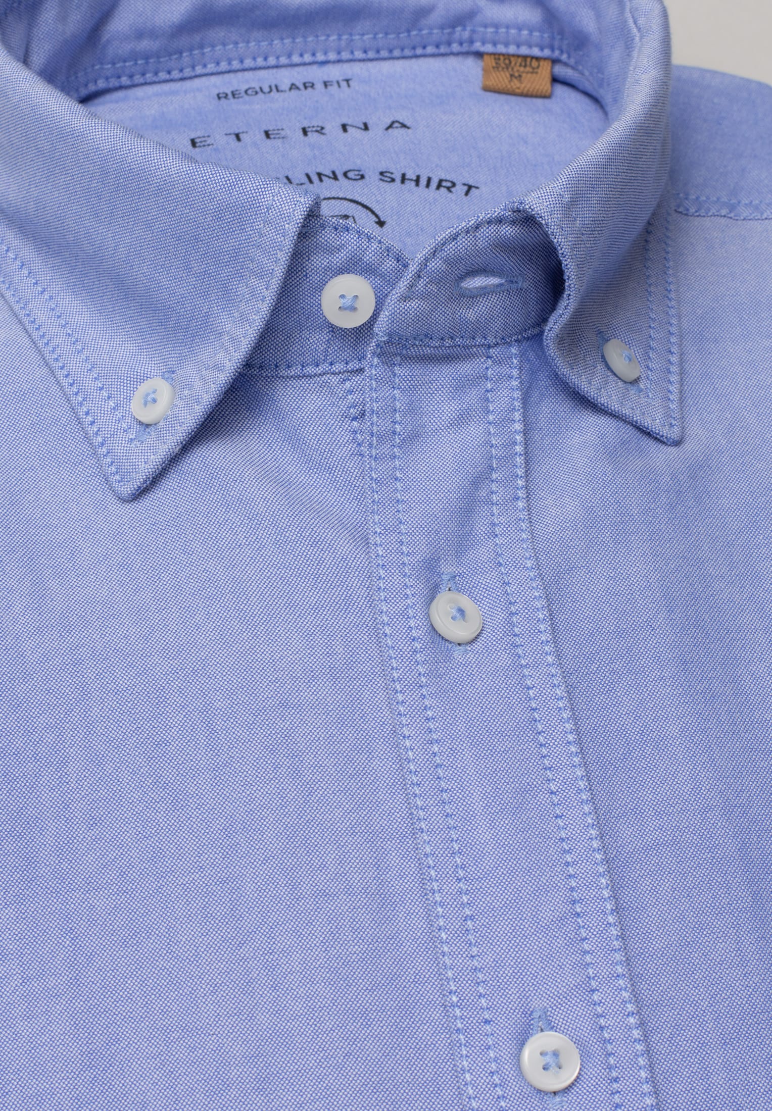 ETERNA REGULAR FIT UPCYCLING Langarm Hemd - Sky Oxford Blue - 2411-15-VS9B