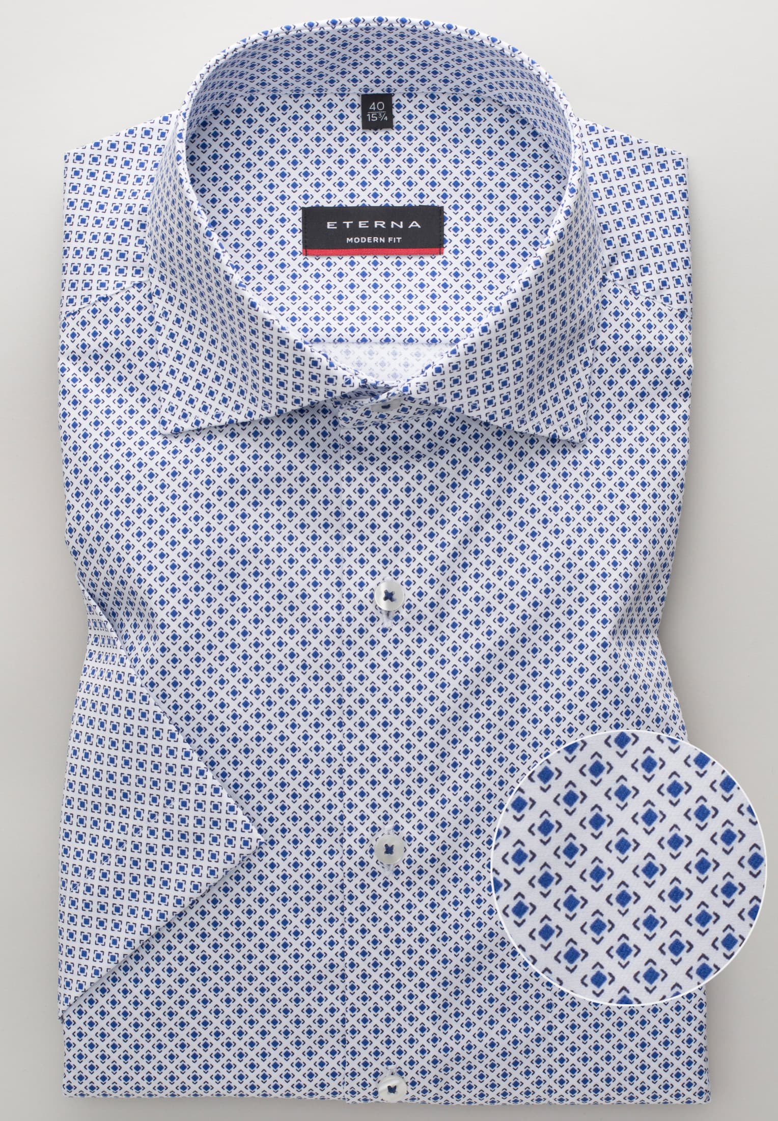 ETERNA Slim Fit Kurzarm Hemd - Harbor Mosaic Blue - 8079-16-G170
