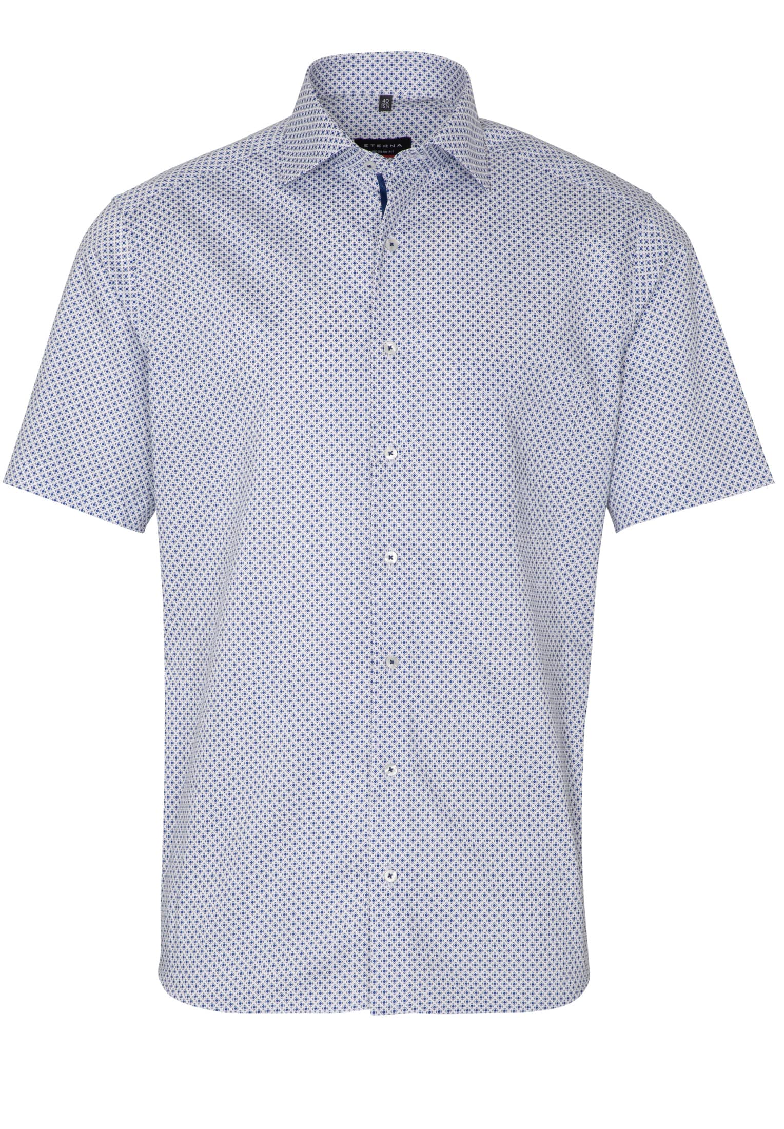 ETERNA Slim Fit Kurzarm Hemd - Harbor Mosaic Blue - 8079-16-G170