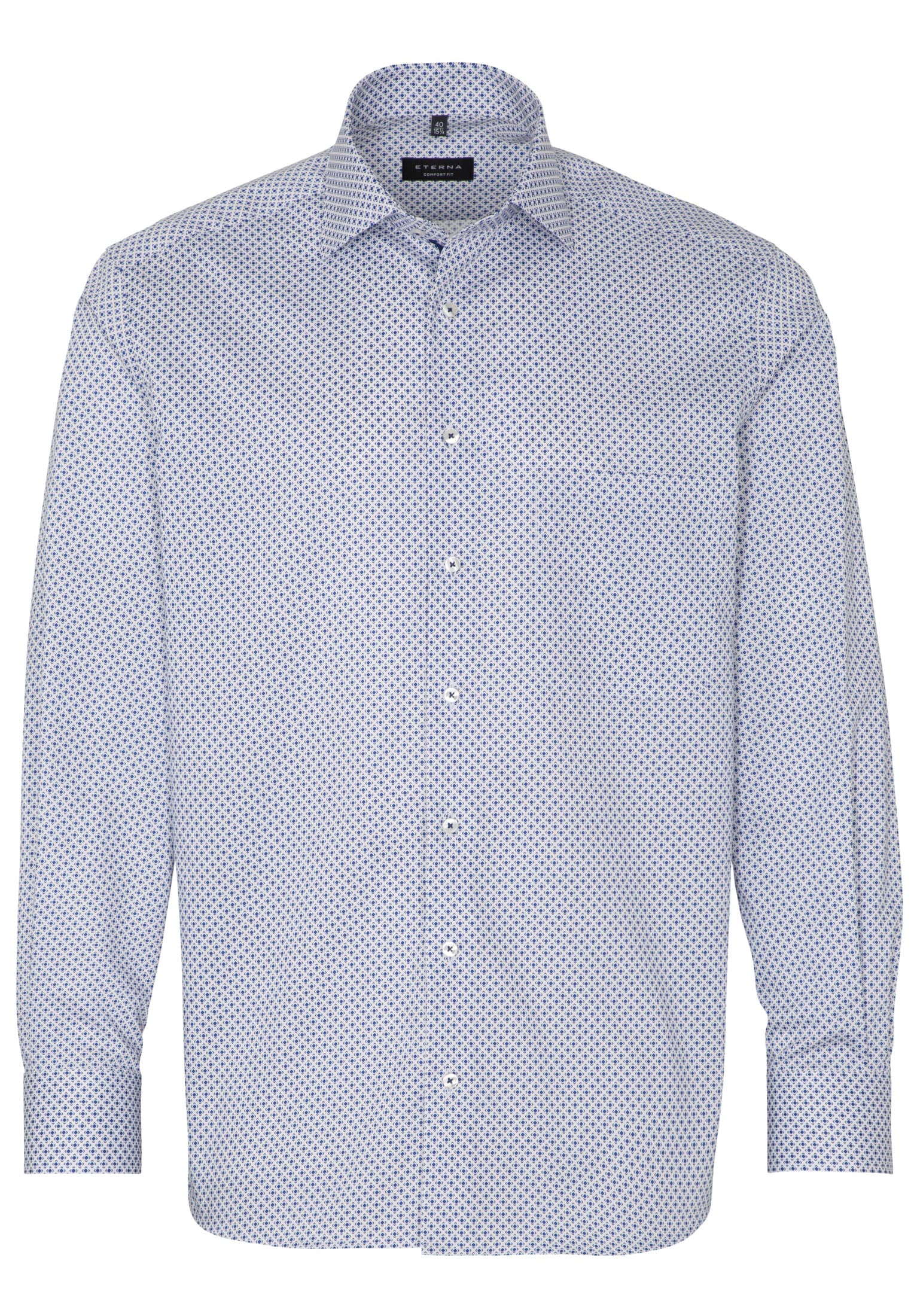 ETERNA COMFORT FIT Langarm Hemd - Blue Pixel Tide - 8079-16-E19K