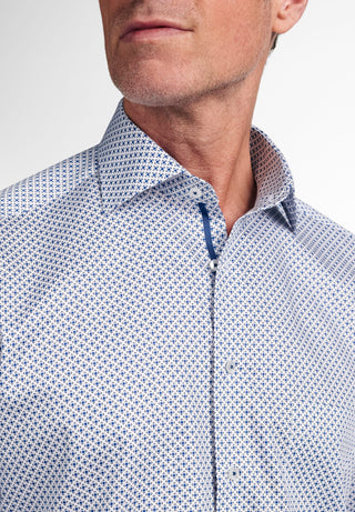 ETERNA COMFORT FIT Langarm Hemd - Blue Pixel Tide - 8079-16-E19K