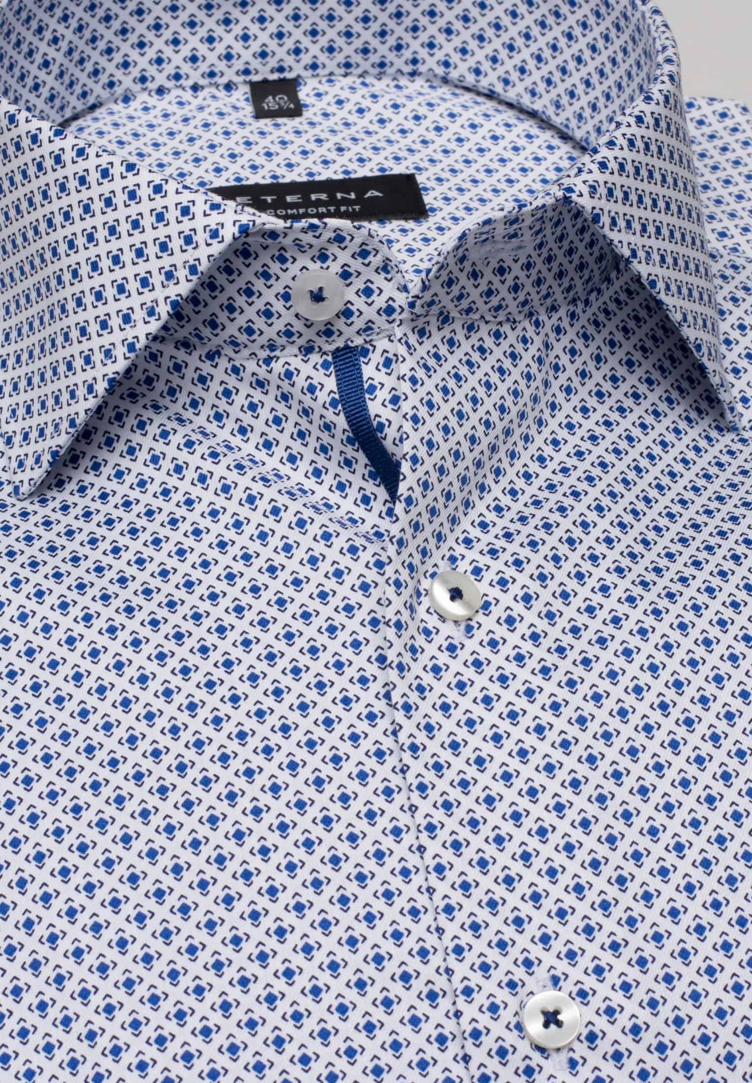 ETERNA COMFORT FIT Langarm Hemd - Blue Pixel Tide - 8079-16-E19K von Eterna
