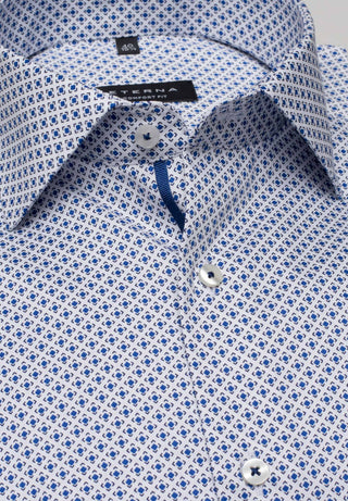 ETERNA COMFORT FIT Langarm Hemd - Blue Pixel Tide - 8079-16-E19K