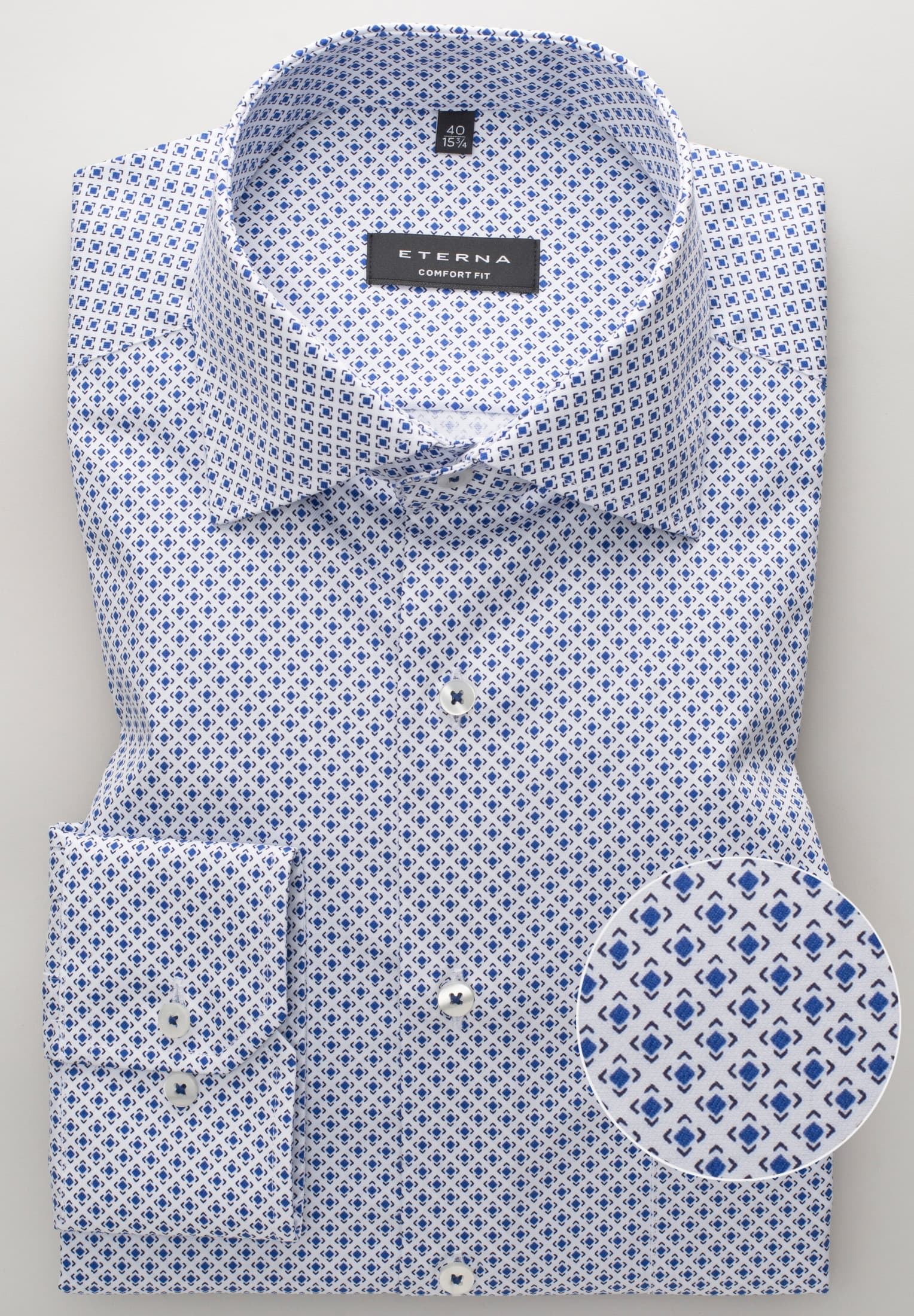 ETERNA COMFORT FIT Langarm Hemd - Blue Pixel Tide - 8079-16-E19K von Eterna
