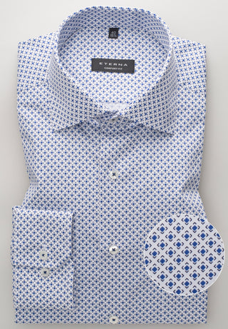ETERNA COMFORT FIT Langarm Hemd - Blue Pixel Tide - 8079-16-E19K