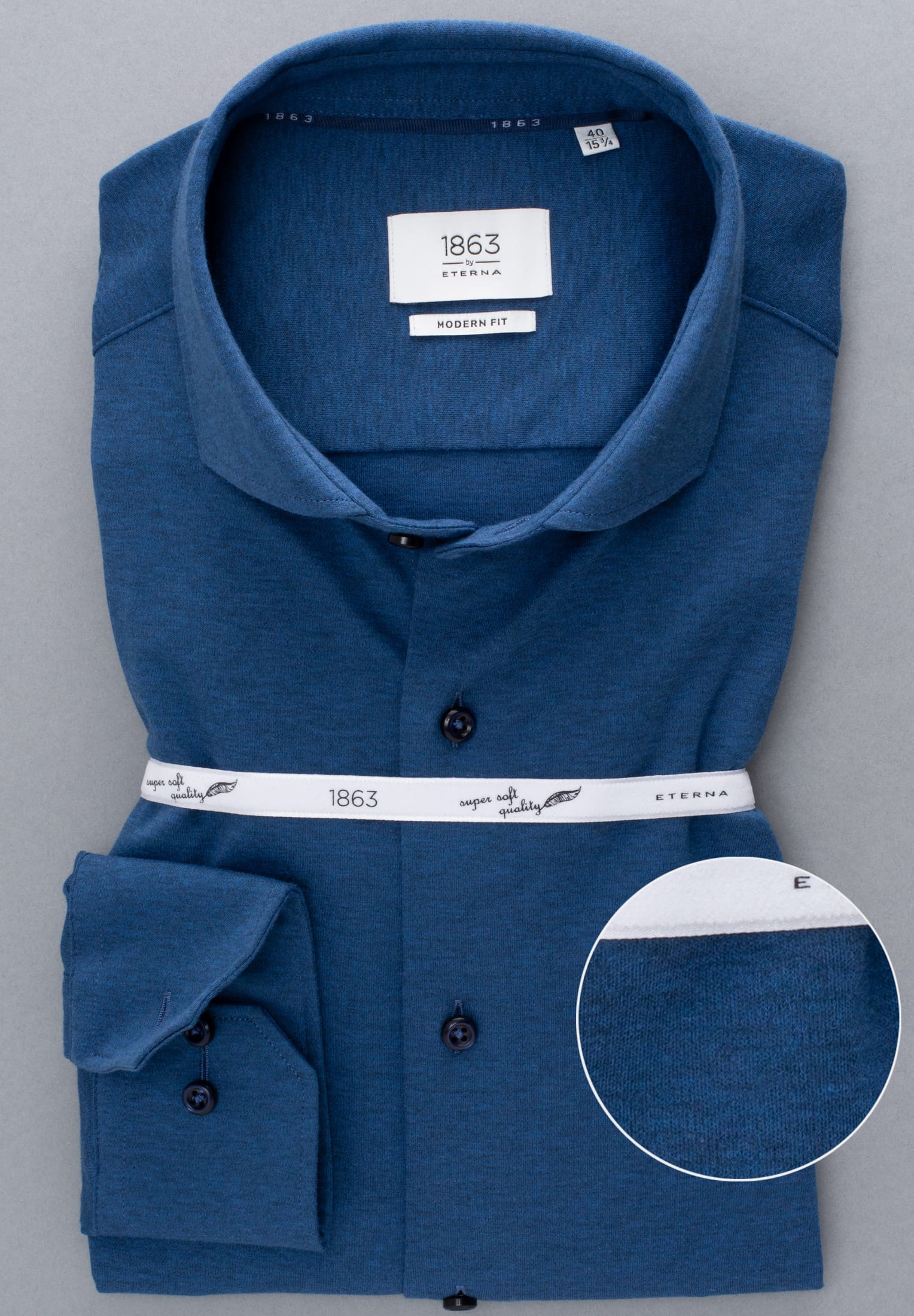 ETERNA 1863 Modern Fit Jersey Hemd - Ocean Slate Blue - 2159-17-JS82