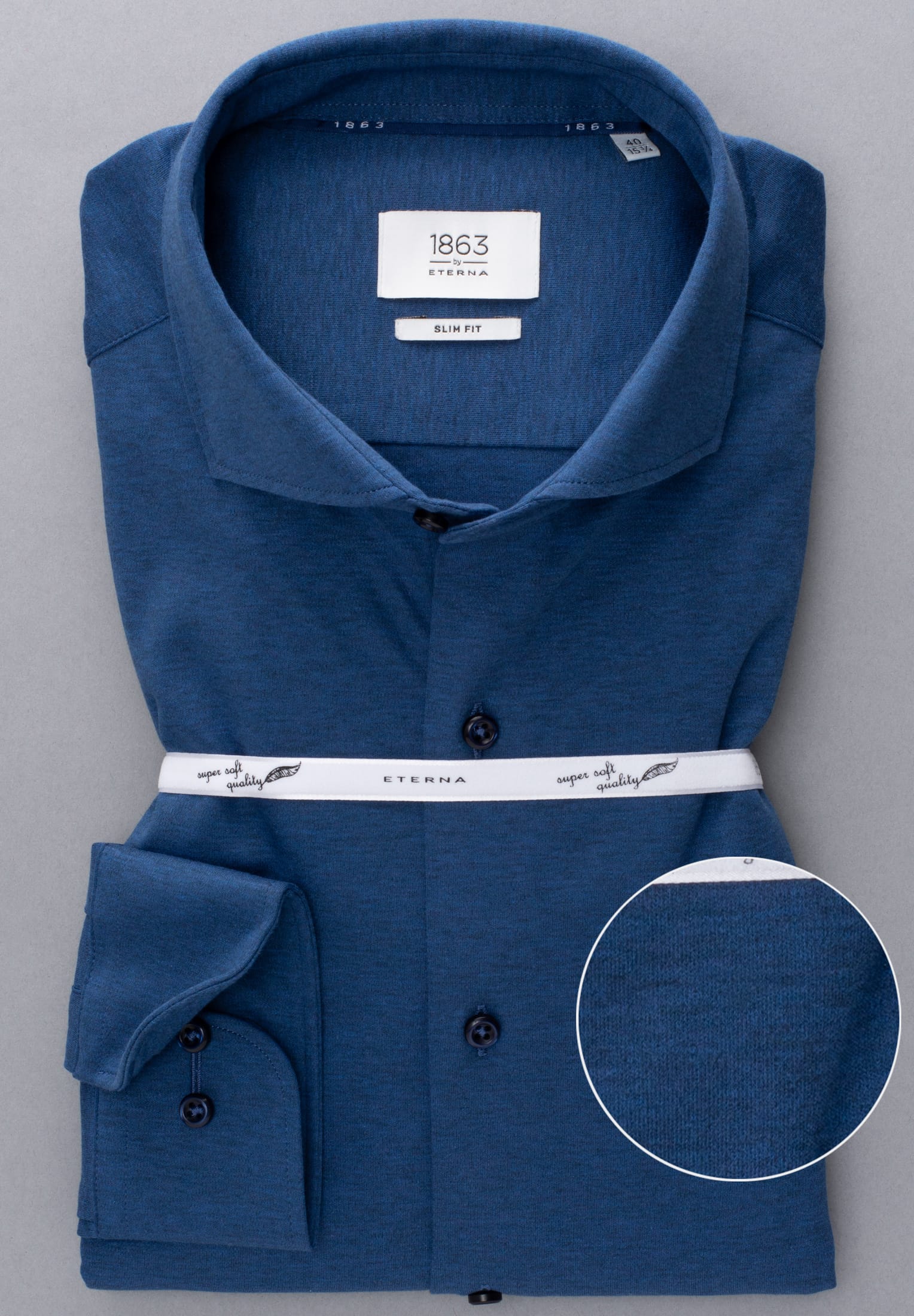 ETERNA 1863 SLIM FIT Langarm Hemd - Deep Cobalt Mist - 2159-17-YS82 von Eterna