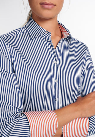 ETERNA CLASSIC FIT Bluse - Ocean Indigo Stripes - 6281-17-D708