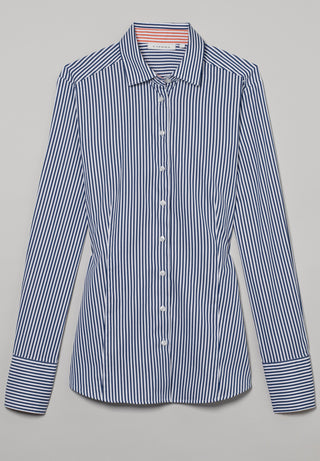 ETERNA CLASSIC FIT Bluse - Ocean Indigo Stripes - 6281-17-D708