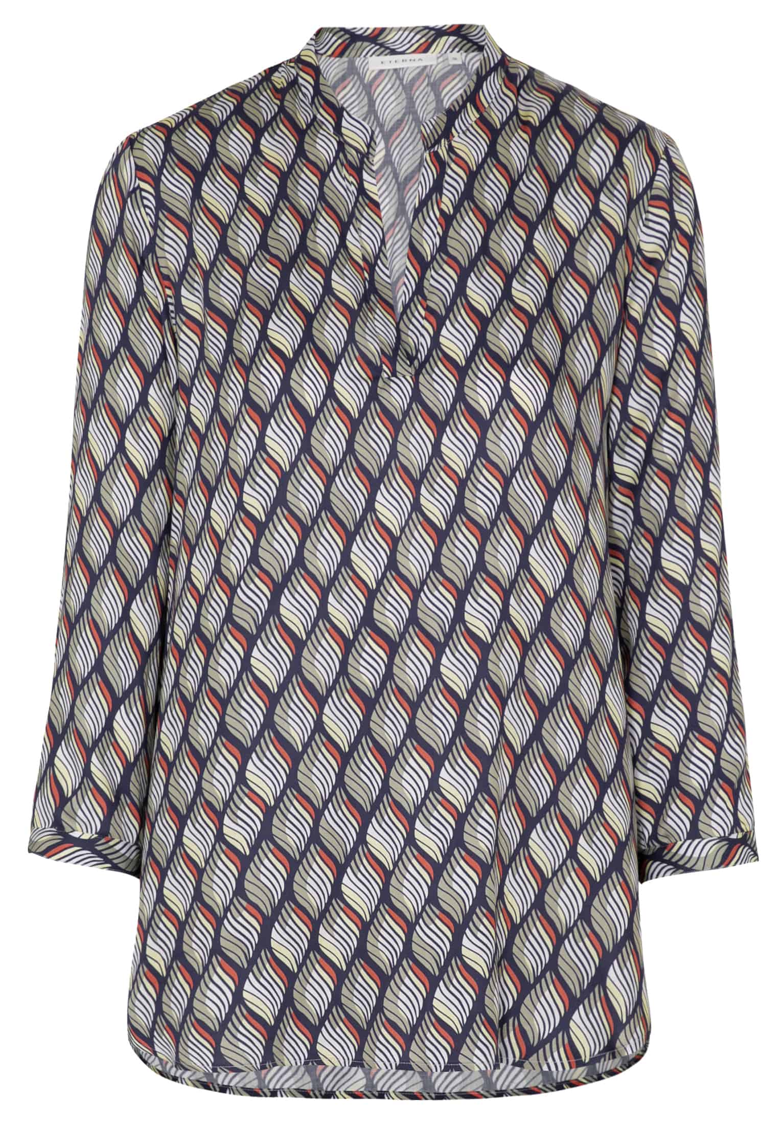 ETERNA Classic Fit Bluse - Lagoon Chevron Iris - 7439-17-R931