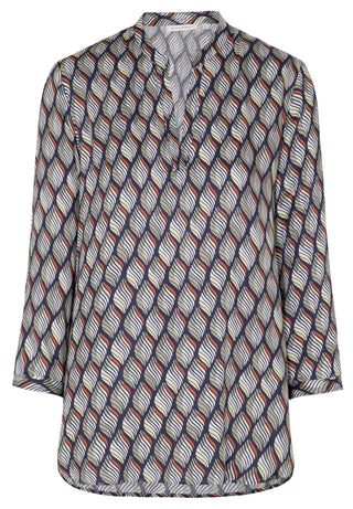ETERNA Classic Fit Bluse - Lagoon Chevron Iris - 7439-17-R931