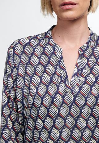 ETERNA Classic Fit Bluse - Lagoon Chevron Iris - 7439-17-R931