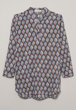 ETERNA Classic Fit Bluse - Lagoon Chevron Iris - 7439-17-R931
