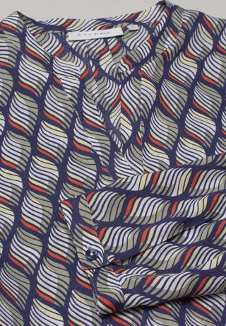 ETERNA Classic Fit Bluse - Lagoon Chevron Iris - 7439-17-R931