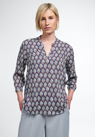 ETERNA Classic Fit Bluse - Lagoon Chevron Iris - 7439-17-R931
