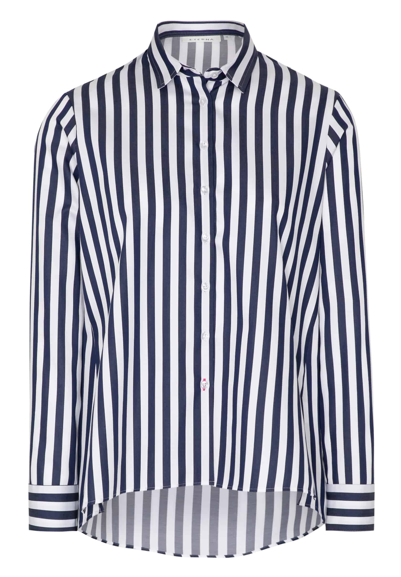 ETERNA CLASSIC FIT Langarm Bluse blau gestreift satin 6285-19-D904