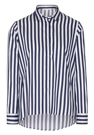 ETERNA CLASSIC FIT Langarm Bluse blau gestreift satin 6285-19-D904