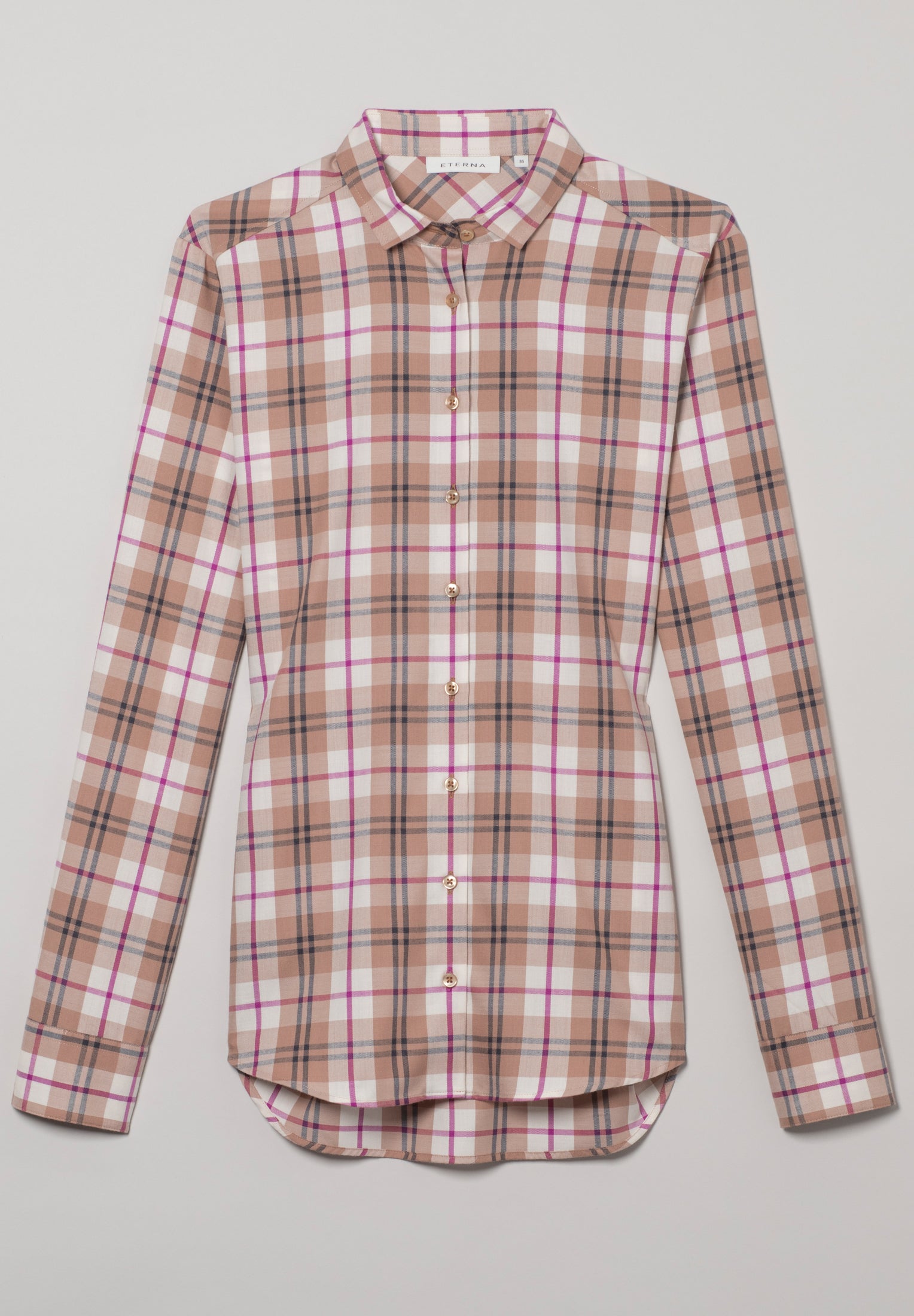 ETERNA UPCYCLING Classic Fit Bluse - Cappuccino Fuchsia Check - 6202-20-D935 von Eterna