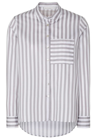 ETERNA CLASSIC FIT Langarm Bluse - Porcelain Stripe Grey - 6285-32-D933