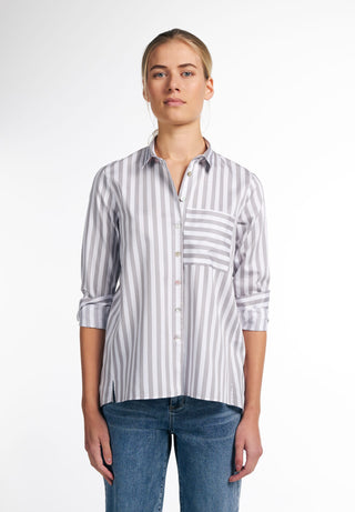 ETERNA CLASSIC FIT Langarm Bluse - Porcelain Stripe Grey - 6285-32-D933