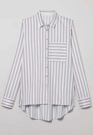 ETERNA CLASSIC FIT Langarm Bluse - Porcelain Stripe Grey - 6285-32-D933