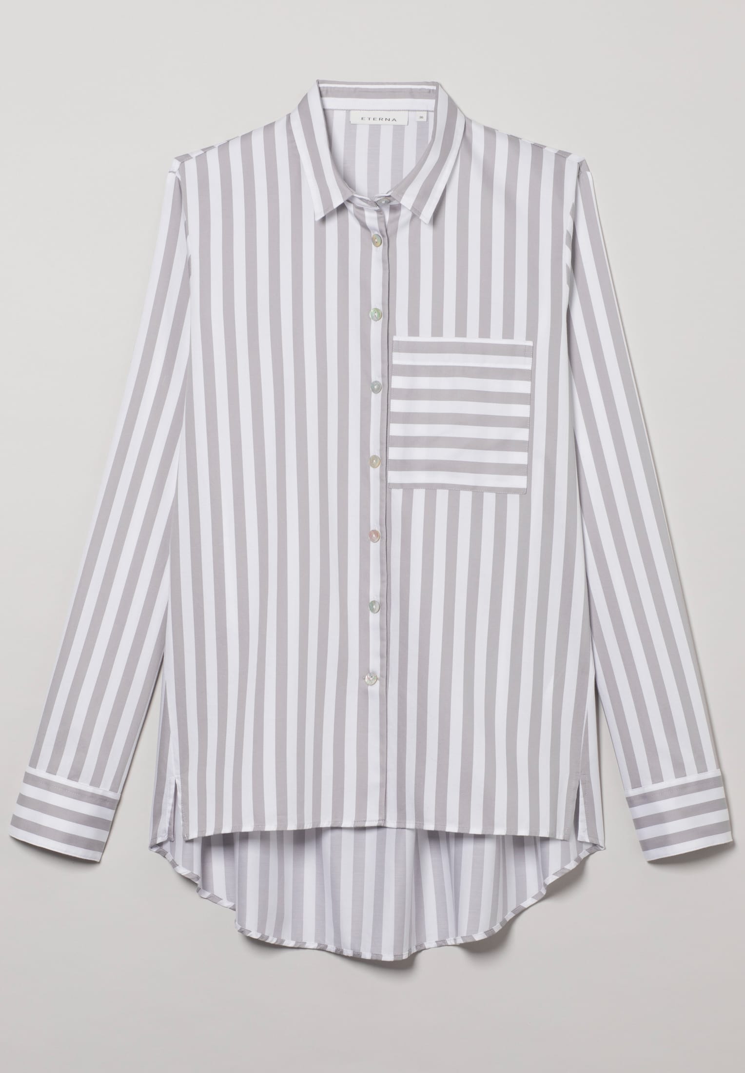 ETERNA CLASSIC FIT Langarm Bluse - Porcelain Stripe Grey - 6285-32-D933 von Eterna