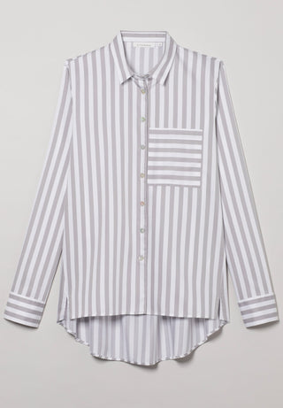 ETERNA CLASSIC FIT Langarm Bluse - Porcelain Stripe Grey - 6285-32-D933