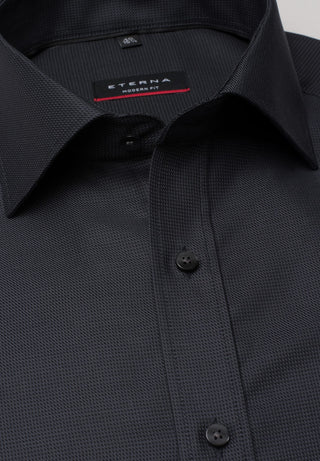 ETERNA MODERN FIT Langarm Hemd - Night Ink Texture - 3116-38-X177