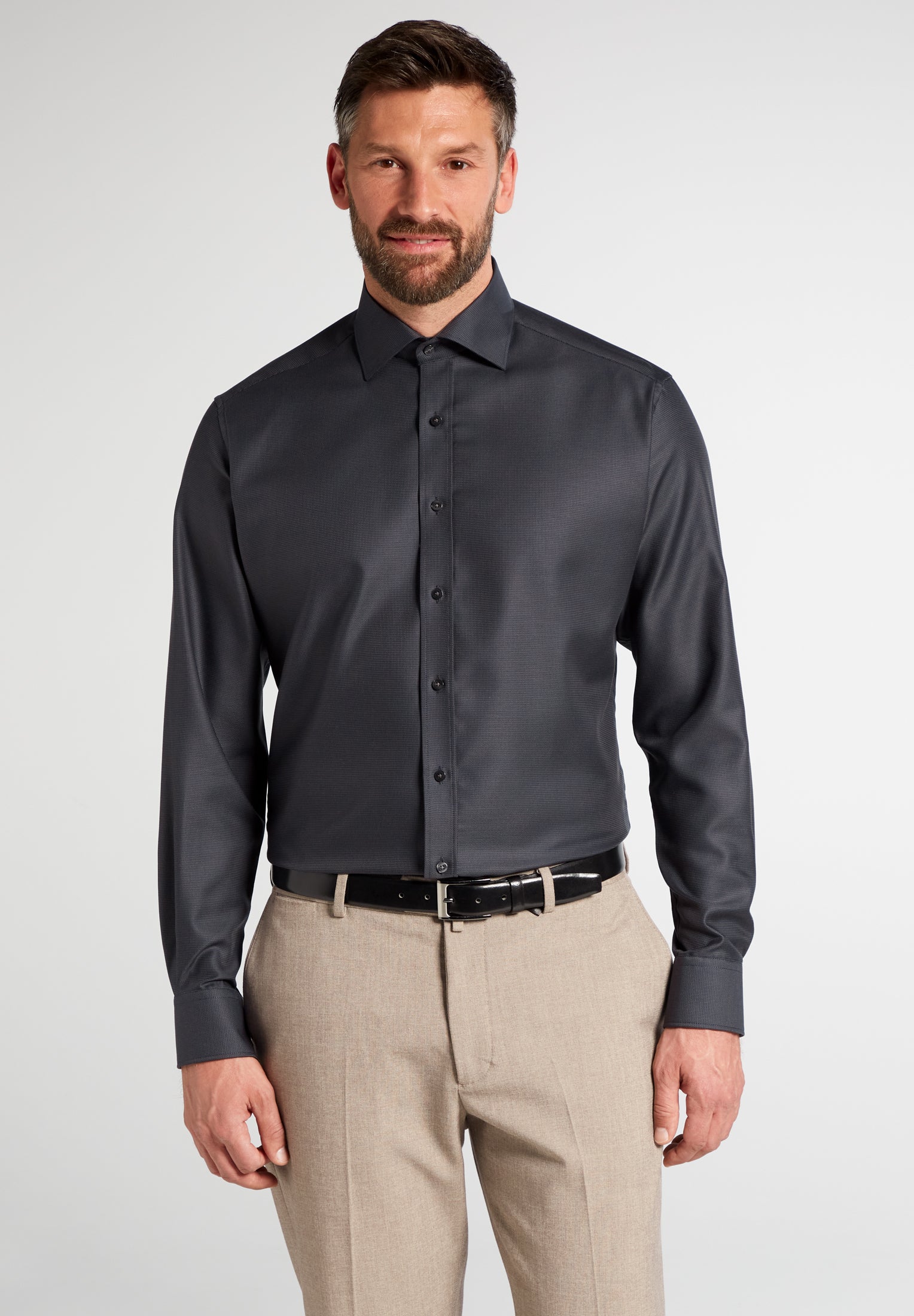 ETERNA MODERN FIT Langarm Hemd - Night Ink Texture - 3116-38-X177 von Eterna